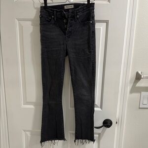 Madewell Cali Demi-Boot Black Frayed Hem Cropped Jeans